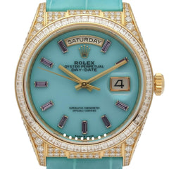 Rolex | Day-Date | 128458tbr | Yellow gold | 36 mm | Blue | Automatic