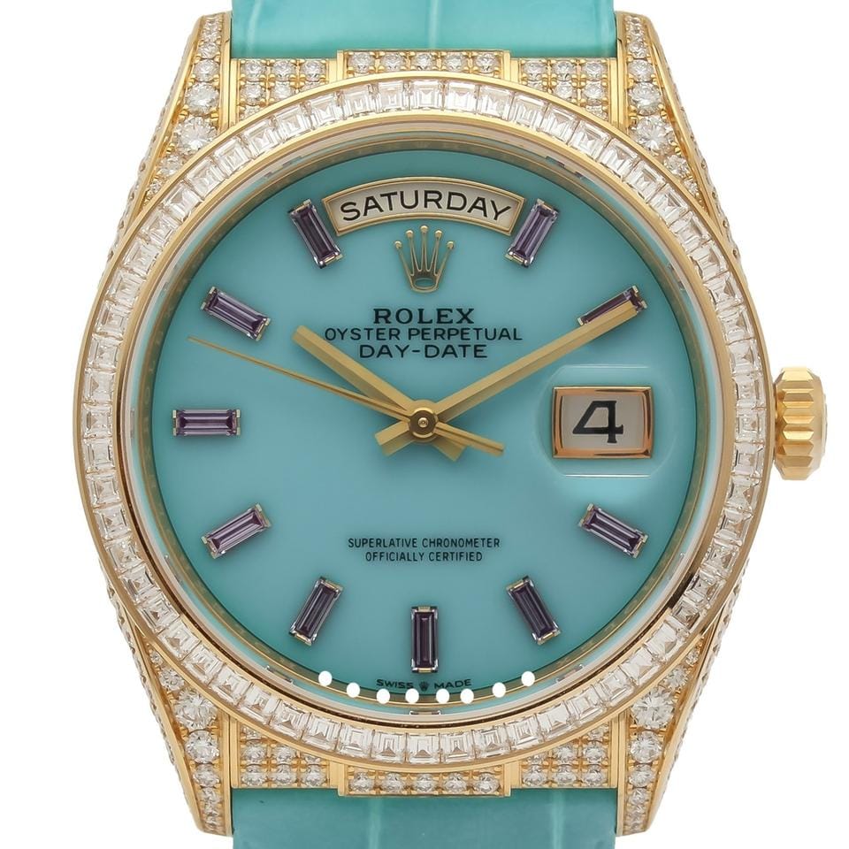 Rolex | Day-Date | 128458tbr | Yellow gold | 36 mm | Blue | Automatic