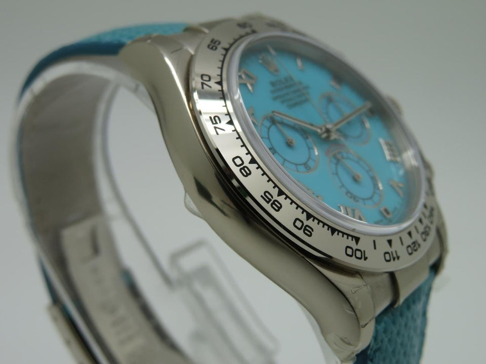 Rolex | Daytona | 116519 | White gold | 40 x 48 mm | Lizard skin | Turquoise | Automatic