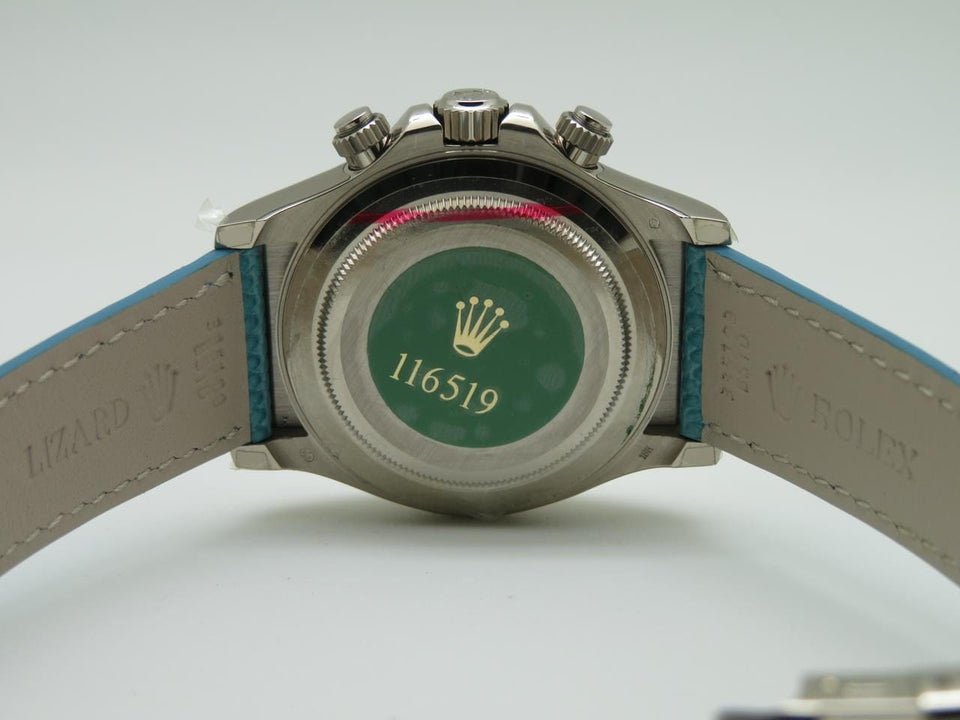 Rolex | Daytona | 116519 | White gold | 40 x 48 mm | Lizard skin | Turquoise | Automatic