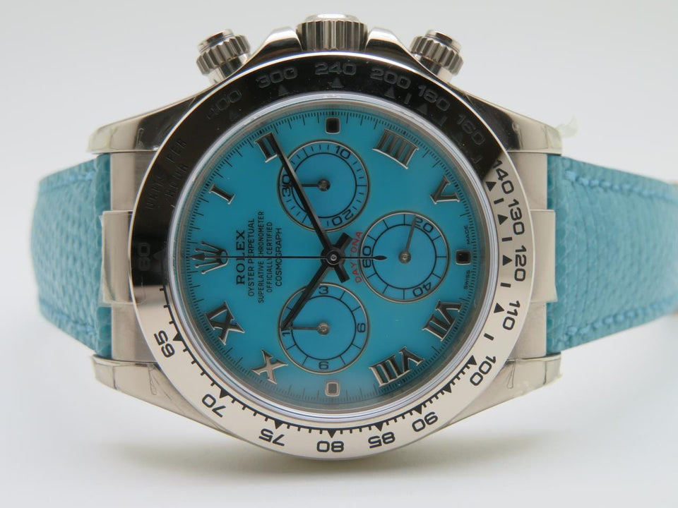 Rolex | Daytona | 116519 | White gold | 40 x 48 mm | Lizard skin | Turquoise | Automatic