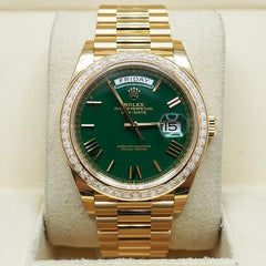 Rolex | Day-Date | 228398TBR | Yellow gold | 40mm mm | Yellow gold | Green | Automatic
