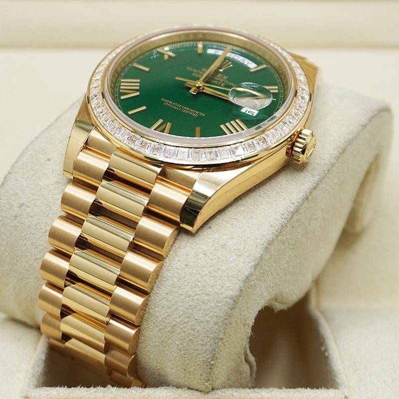 Rolex | Day-Date | 228398TBR | Yellow gold | 40mm mm | Yellow gold | Green | Automatic