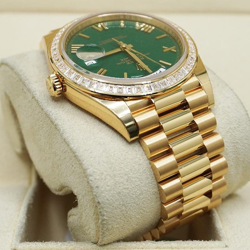 Rolex | Day-Date | 228398TBR | Yellow gold | 40mm mm | Yellow gold | Green | Automatic