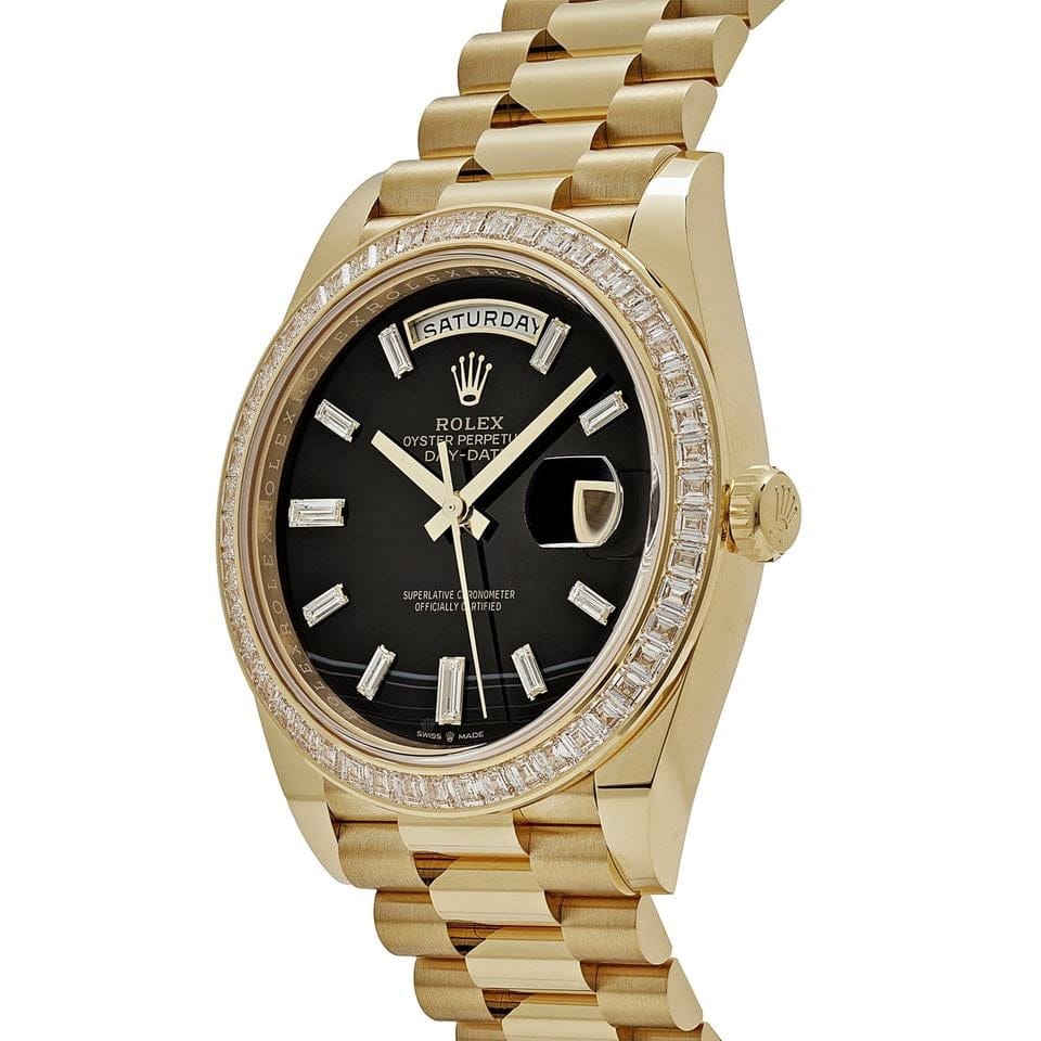 Rolex | Day-Date | 228398TBR | Yellow gold | 40 mm | Yellow gold | Black | Automatic