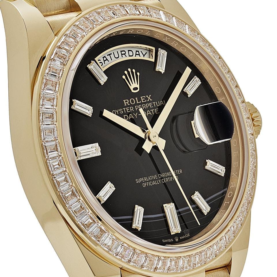 Rolex | Day-Date | 228398TBR | Yellow gold | 40 mm | Yellow gold | Black | Automatic