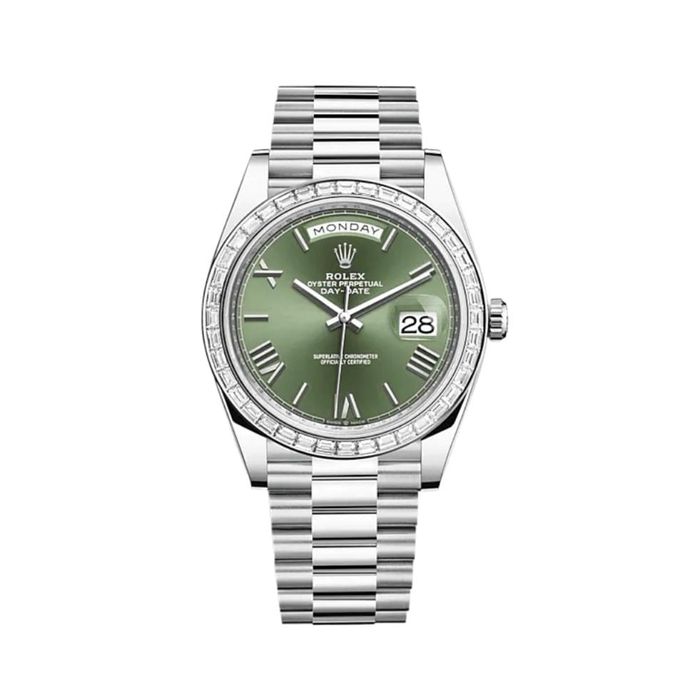 Rolex | Day-Date | 228396TBR | Platinum | 40 mm | Platinum | Green | Automatic
