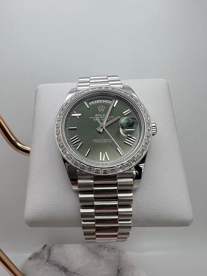 Rolex | Day-Date | 228396TBR | Platinum | 40 mm | Platinum | Green | Automatic