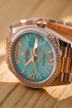 Rolex | Day-Date | 128395TBR | Rose gold | 36 mm | Rose gold | Blue | Automatic