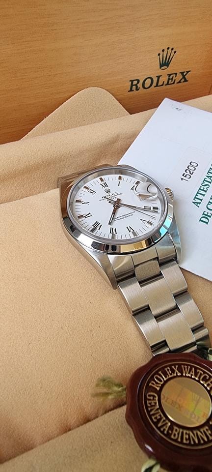 Rolexold stock. Oyster date 15200 full set in showroom condition. Brand new old stock.