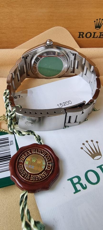 Rolexold stock. Oyster date 15200 full set in showroom condition. Brand new old stock.