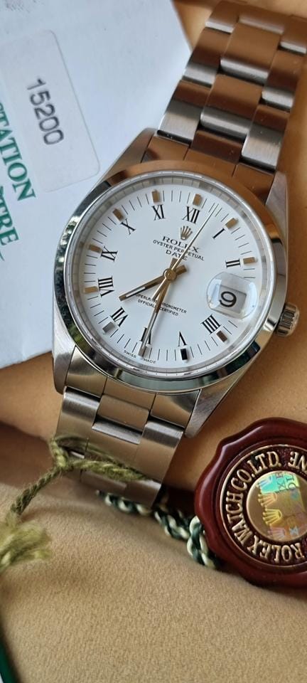 Rolexold stock. Oyster date 15200 full set in showroom condition. Brand new old stock.