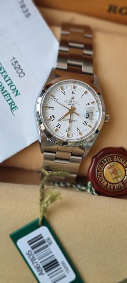 Rolexold stock. Oyster date 15200 full set in showroom condition. Brand new old stock.