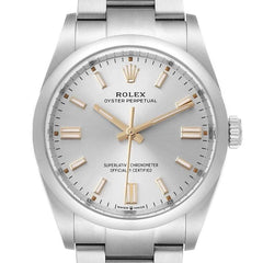 Rolex Oyster Perpetual Silver Dial Gold Accent 36mm Stainless Steel Women's Watch 126000-0001 Full Complete Set