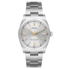 Rolex Oyster Perpetual Silver Dial Gold Accent 36mm Stainless Steel Women's Watch 126000-0001 Full Complete Set