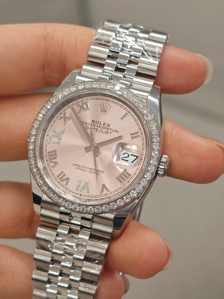 Rolex Datejust 36mm 126284 RBR Pink VIIX Roman Dial Diamonds Bezel Jubilee 126284 RBR Pink VIIX JUB