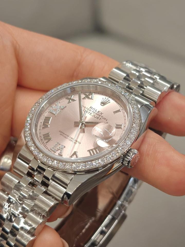 Rolex Datejust 36mm 126284 RBR Pink VIIX Roman Dial Diamonds Bezel Jubilee 126284 RBR Pink VIIX JUB