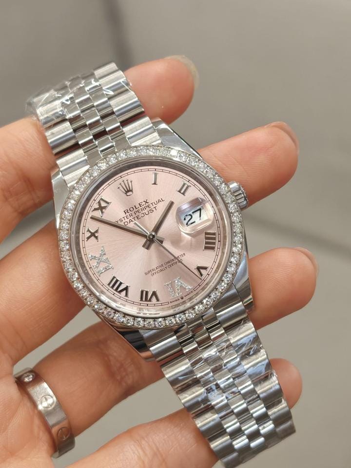 Rolex Datejust 36mm 126284 RBR Pink VIIX Roman Dial Diamonds Bezel Jubilee 126284 RBR Pink VIIX JUB