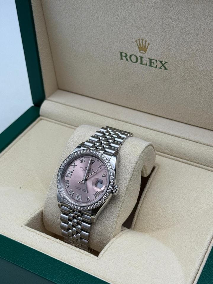 Rolex Datejust 36mm 126284 RBR Pink VIIX Roman Dial Diamonds Bezel Jubilee 126284 RBR Pink VIIX JUB