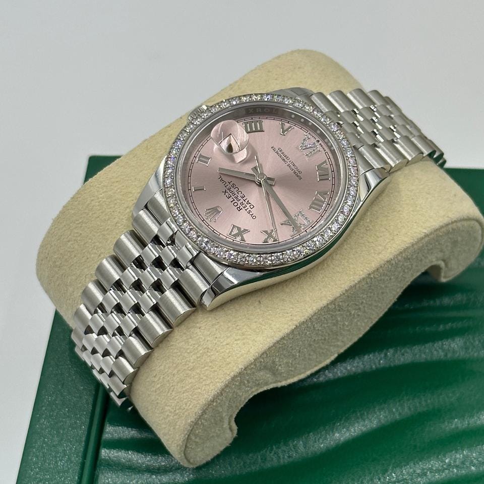 Rolex Datejust 36 126284 VIIX Pink Rorman Dial Diamonds Bezel Jubilee