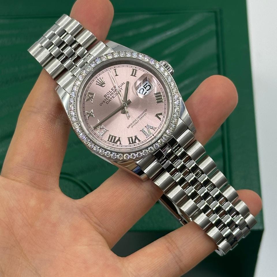 Rolex Datejust 36 126284 VIIX Pink Rorman Dial Diamonds Bezel Jubilee