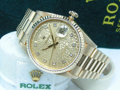 Rolex1994 Day-Date 36 UN-WORN Boxes Papers RARE Champagne "Jubilee" Princess cut Diamond Dial