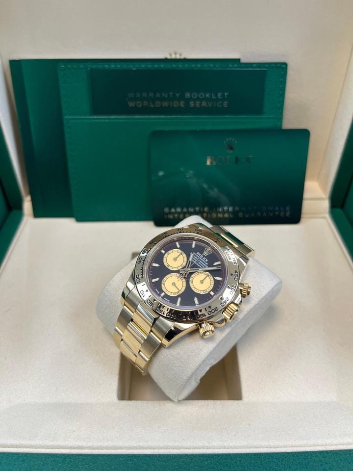 Rolex Yellow Gold Black And Champagne Index Dial Oyster Bracelet 126508