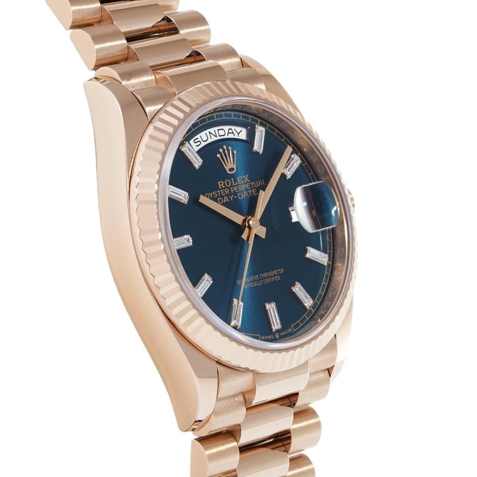 Rolex | Day-Date | 128235A | Rose gold | 36 mm | Rose gold | Green | Automatic