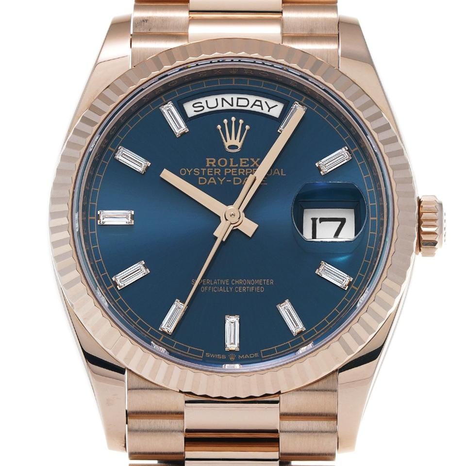 Rolex | Day-Date | 128235A | Rose gold | 36 mm | Rose gold | Green | Automatic