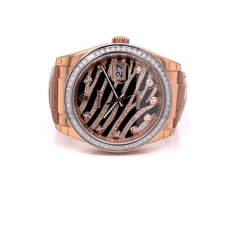 Rolex | Datejust | 116185BBR | Rose gold | 36 mm | Crocodile skin | Black | Automatic
