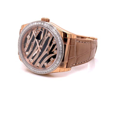 Rolex | Datejust | 116185BBR | Rose gold | 36 mm | Crocodile skin | Black | Automatic