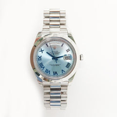 Rolex | Day-Date | 218206 | Platinum | 41 mm | Platinum | Blue | Automatic