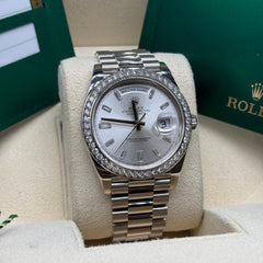 Rolex | Day-Date | 228349RBR | White gold | 40 x 48 mm | White gold | Silver | Automatic