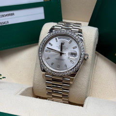 Rolex | Day-Date | 228349RBR | White gold | 40 x 48 mm | White gold | Silver | Automatic
