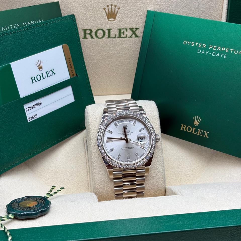 Rolex | Day-Date | 228349RBR | White gold | 40 x 48 mm | White gold | Silver | Automatic