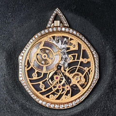 Audemars Piguetskelethon pocket watch rare diamonds and ruby