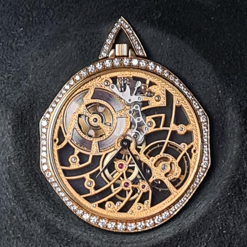 Audemars Piguetskelethon pocket watch rare diamonds and ruby