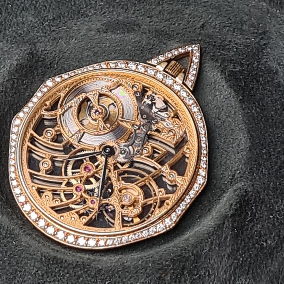 Audemars Piguetskelethon pocket watch rare diamonds and ruby
