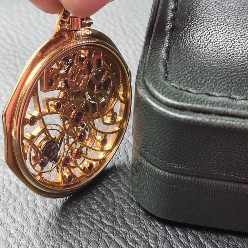 Audemars Piguetskelethon pocket watch rare diamonds and ruby