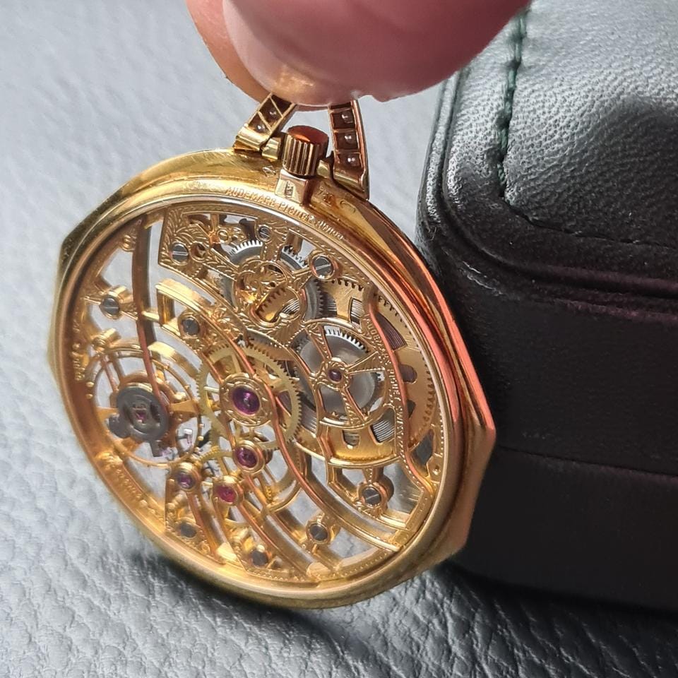 Audemars Piguetskelethon pocket watch rare diamonds and ruby
