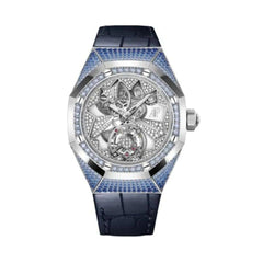 Audemars Piguet Royal Oak Flying Tourbillon WG Blue Saphhire Diamond Case Blue Alligator Leather Strap