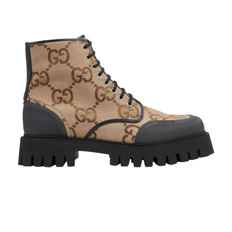 Gucci Lace Up Boot Maxi GG - Camel
