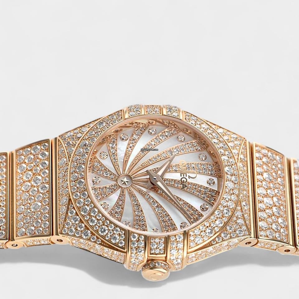 Omega Constellation Quartz Diamonds / Red Gold / 27mm Box&Papers 123.55.27.60.55.009