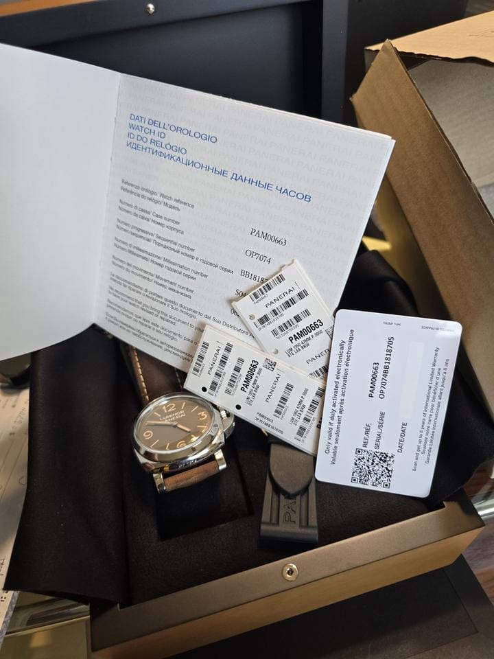 Panerai Pam 00663 Luminor Acciaio Brevettato 3 Day Pwr Res Manual 47mm