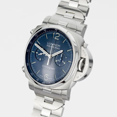 Panerai Luminor Chrono Pam01110 Blue dial meets Italian flair in 44mm steel MINT