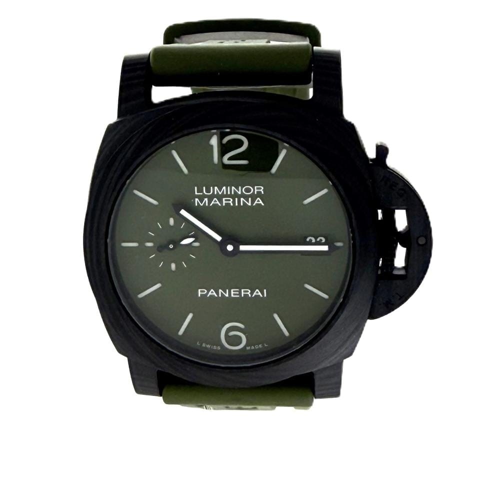 Panerai Luminor Quaranta Carbotech Men's Watch PAM01526 green brown strap Full set PAM01526