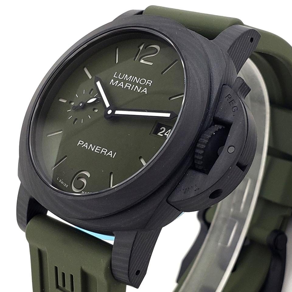 Panerai Luminor Quaranta Carbotech Men's Watch PAM01526 green brown strap Full set PAM01526