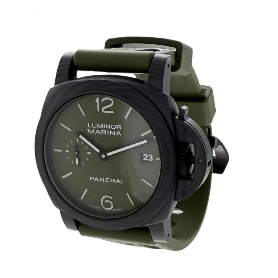 Panerai Luminor Quaranta Carbotech Men's Watch PAM01526 green brown strap Full set PAM01526
