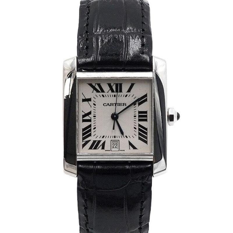 Cartier Tank Française18 K White Gold Tank Française Large Leather Band Men's Watch W5001156 AA58435
