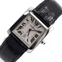 Cartier Tank Française18 K White Gold Tank Française Large Leather Band Men's Watch W5001156 AA58435
